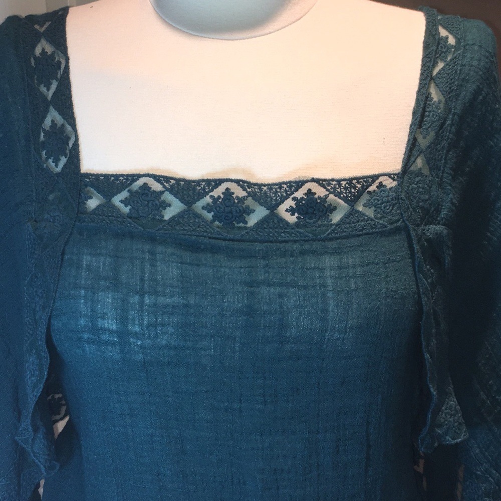 O’neal Blouse top teal open sleeves size small boho surfer - Picture 8 of 8